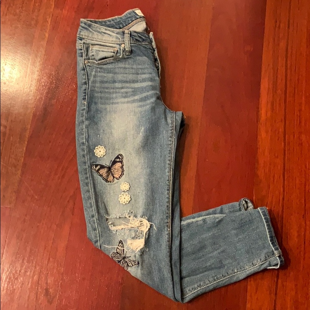 Black Daisy skinny jeans with embellishments